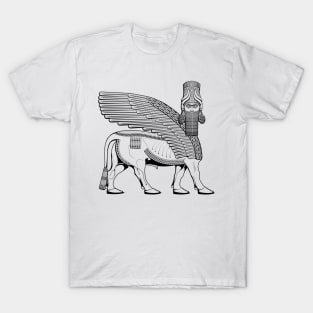 Lamassu Winged Bull Front Black T-Shirt